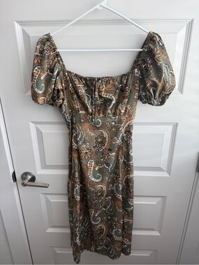 Paisley Puff Sleeve Mini Dress – Size Medium – Cottagecore Boho Spring Dress